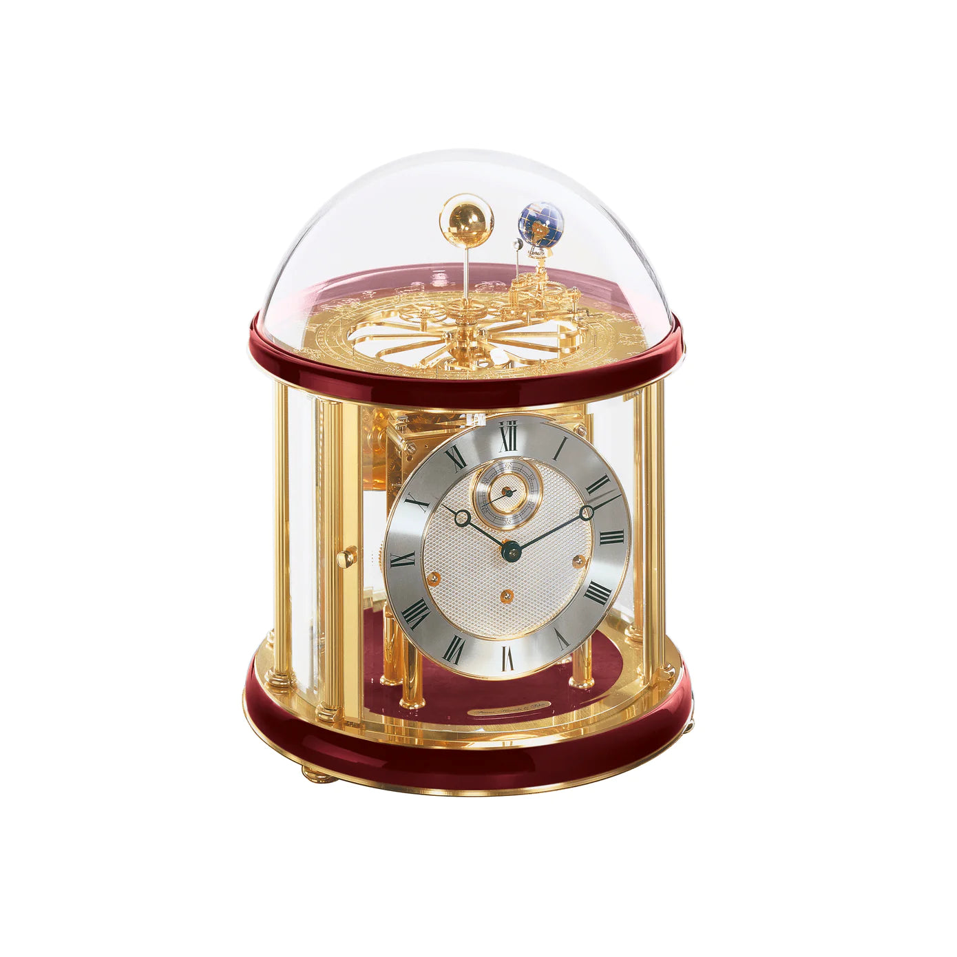 Hermle TELLURIUM Mechanical Table Clock #22805740352, Brass with Multiple Color Finishes