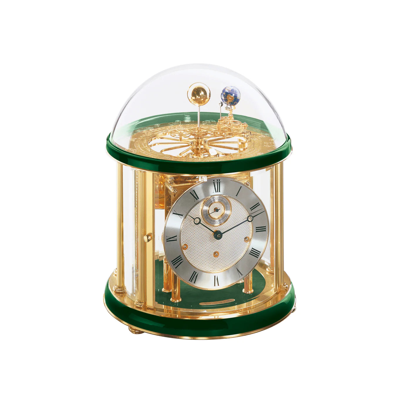 Hermle TELLURIUM Mechanical Table Clock #22805740352, Brass with Multiple Color Finishes
