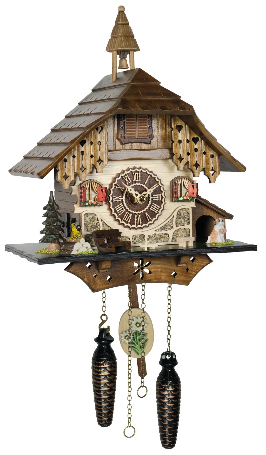 Hermle INGA Black Forest Carved Cuckoo Clock, Steeple Style Model 83000