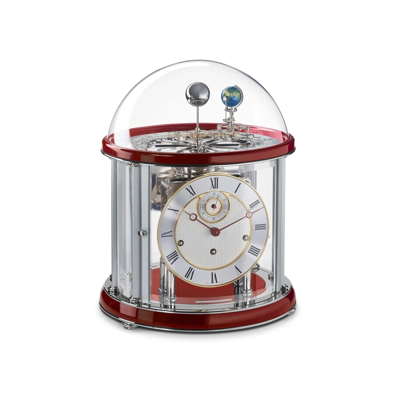Hermle TELLURIUM Mechanical Table Clock #22823740352, Black, Red or Green