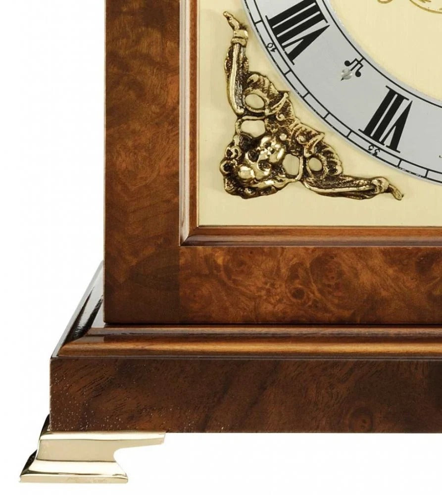Comitti C4211TCH Georgian Basket Top walnut mantel clock case detail