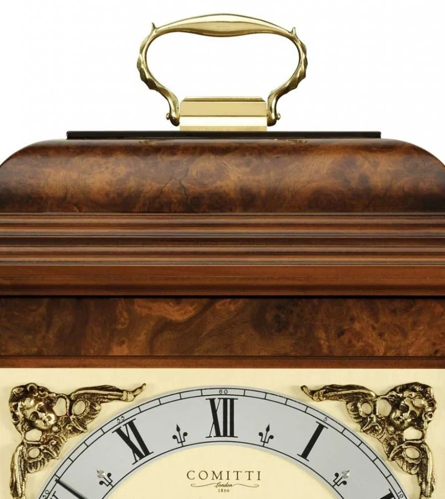 Comitti C4211TCH Georgian Basket Top walnut mantel clock top detail