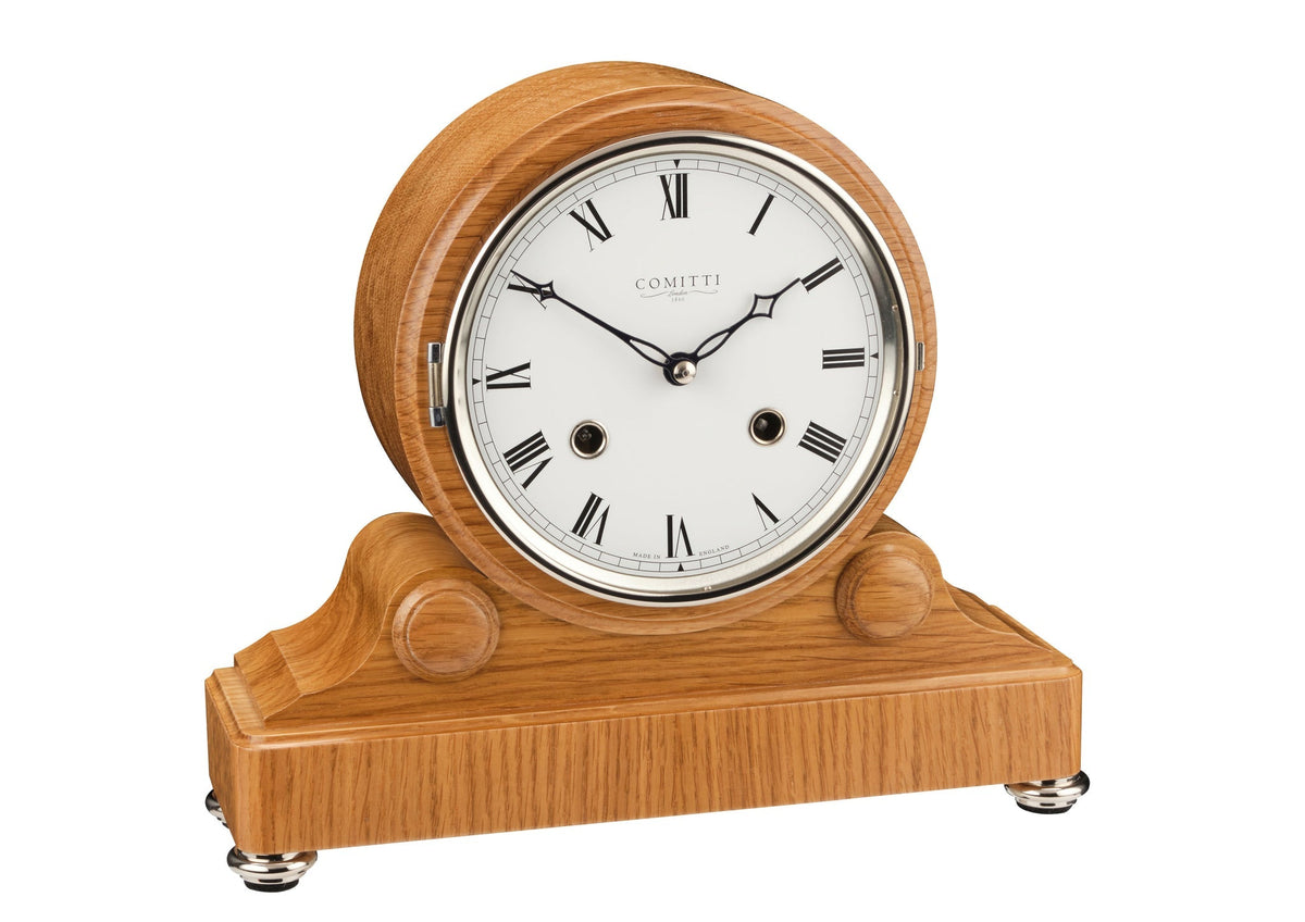 Comitti C4809S oak mantel clock full view