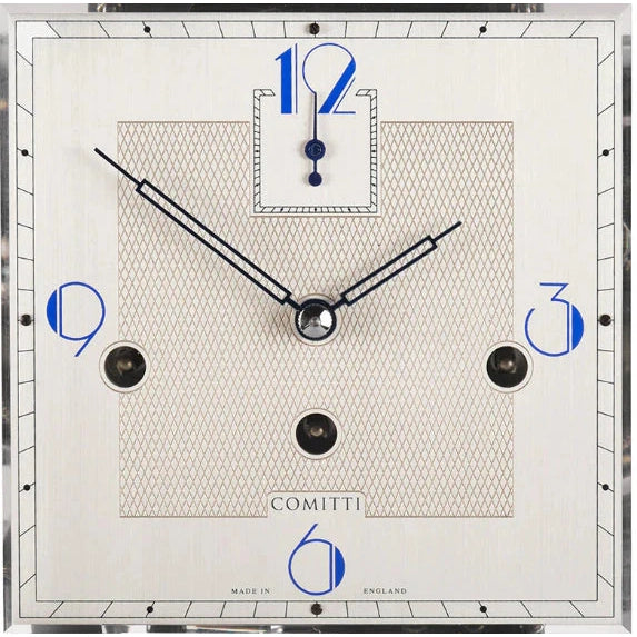 Comitti Stratford c4927tchchb Table Clock, Chrome Plated, Blue Maple Base