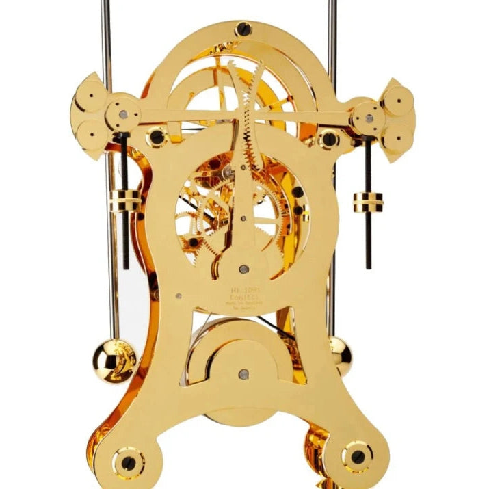 Comitti Navigator s5076g Table Clock, Gold Plated, Fusee Drive with Mahogany Base