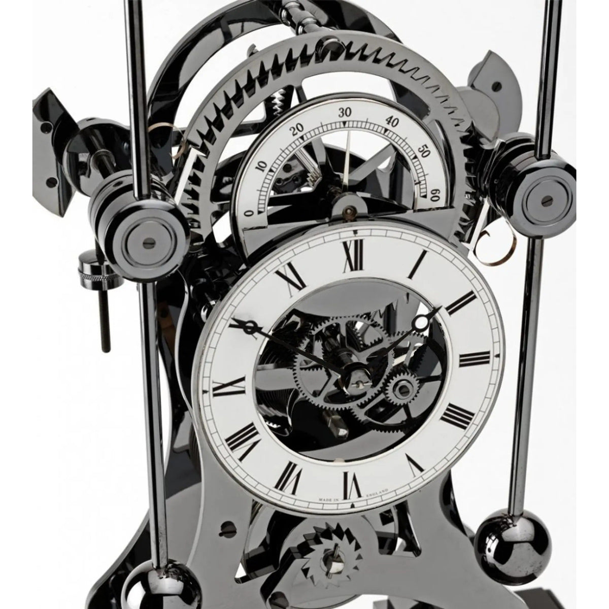 Comitti Navigator S5666B Table Clock, Limited Edition, Black Rhodium Plated, Gloss Carbon Fibre Base.