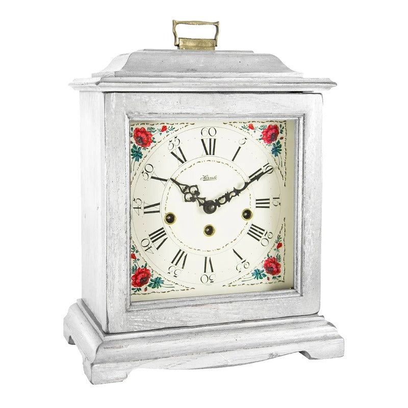 Hermle AUSTEN Bracket-Style Mechanical Mantel Clock 22518B0340, Black or White