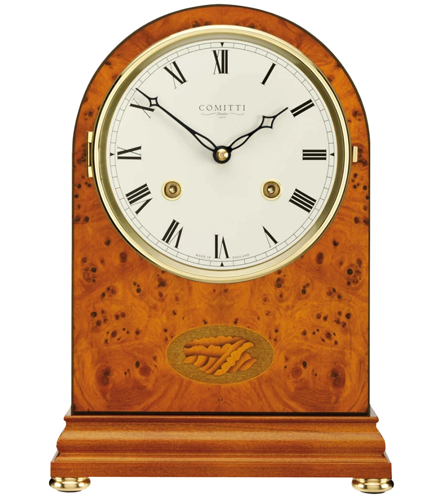Comitti The Regency Arch Top - Bell StrikeTable Clock, Yew Veneer, C4402S