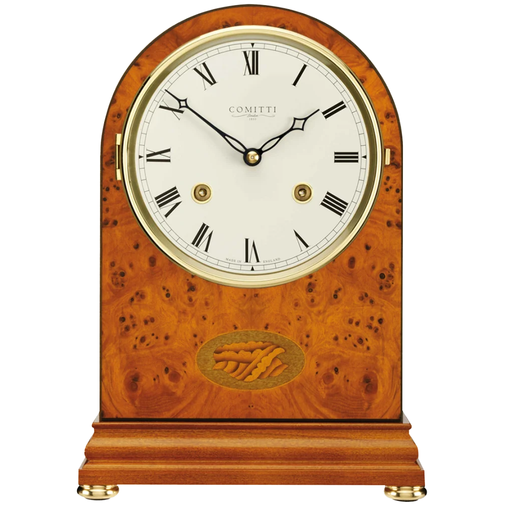 Comitti The Regency Arch Top - Bell StrikeTable Clock, Yew Veneer, C4402S