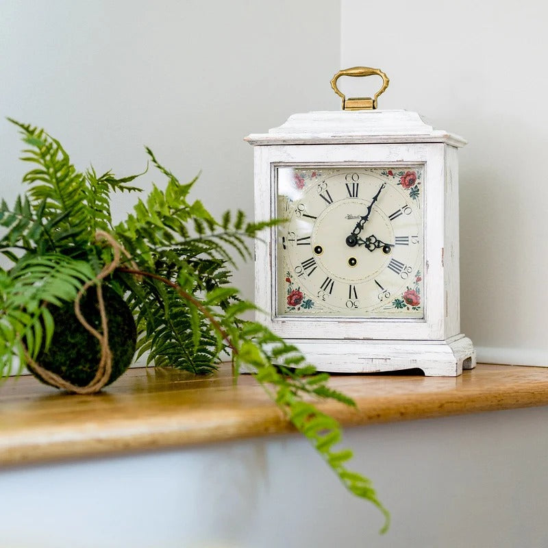 Hermle AUSTEN Bracket-Style Mechanical Mantel Clock 22518B0340, Black or White