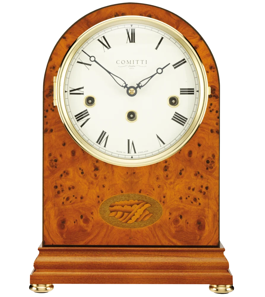 Comitti The Regency Arch Top - Westminster Chime Table Clock, Yew Veneer, C4402CH
