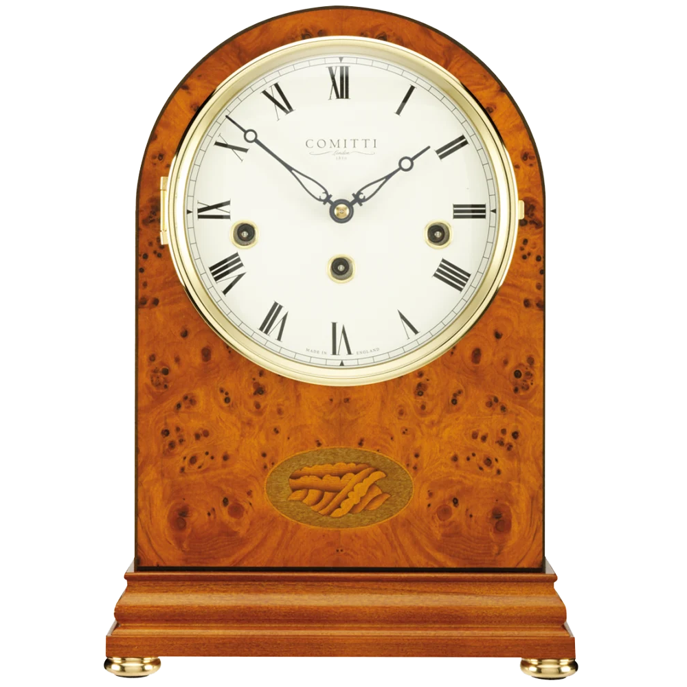 Comitti The Regency Arch Top - Westminster Chime Table Clock, Yew Veneer, C4402CH