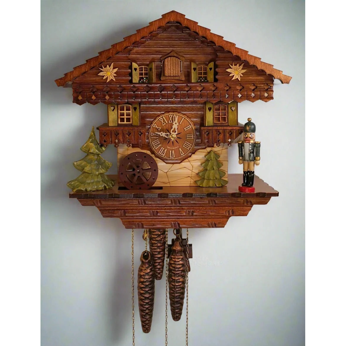 Sternreiter NUTCRACKER Black Forest 1-Day Mechanical Musical Cuckoo Clock #1393 with Traditional Bavarian chalet