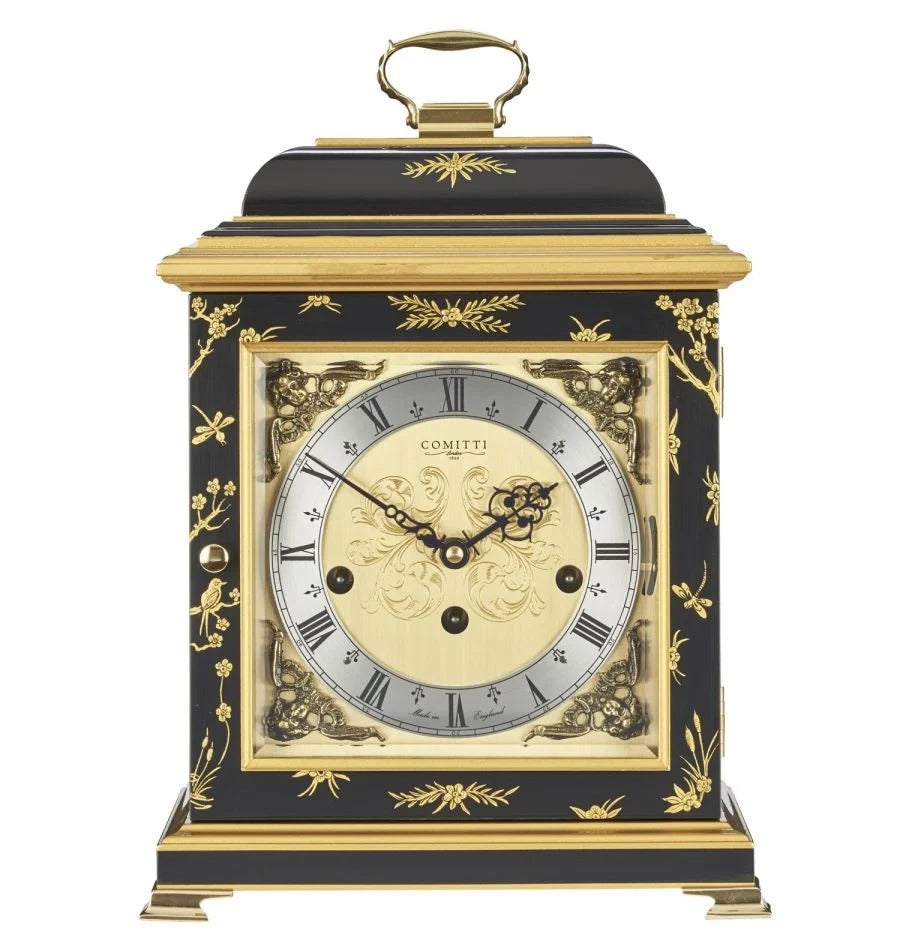 Comitti The Georgian Basket Top in Chinoiserie (Samurai Artwork), Triple Chime Table Clock C4609TCH-B