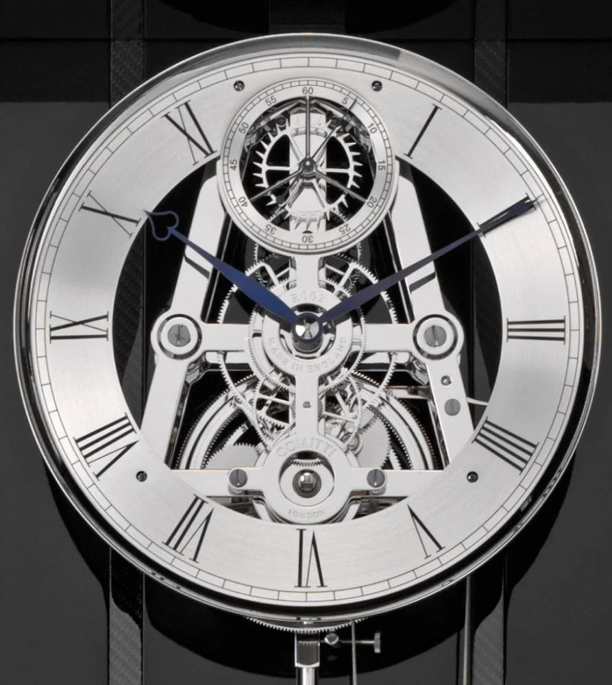 Comitti of London, THE ROYAL GREENWICH Regulator Wall CLock in Black Lacquer and Carbon Fibre, s3603s