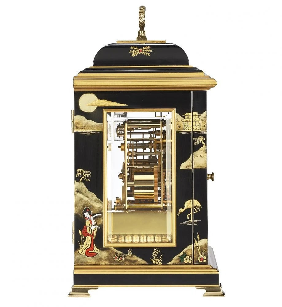 Comitti The Georgian Basket Top in Chinoiserie (Geisha Artwork), Triple Chime Table Clock C4613TCH-B