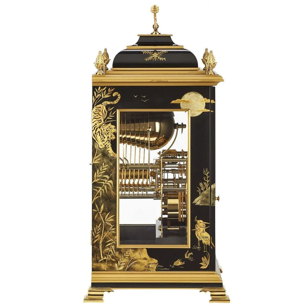 Comitti The Queen Anne in Chinoiserie (Tiger Artwork), Triple chime 9 bell Table Clock C4620TCH-B