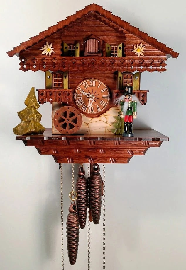 Sternreiter NUTCRACKER Black Forest 1-Day Mechanical Musical Cuckoo Clock #1393 with Traditional Bavarian chalet