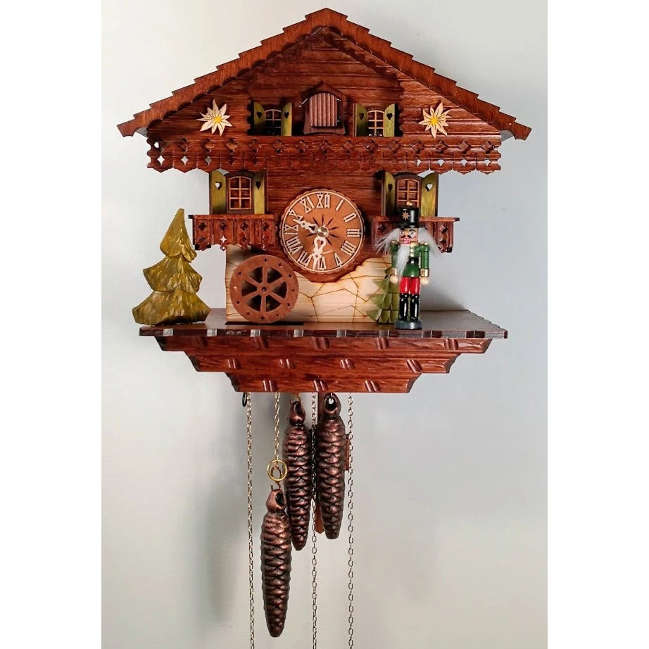 Sternreiter NUTCRACKER Black Forest 1-Day Mechanical Musical Cuckoo Clock #1393 with Traditional Bavarian chalet