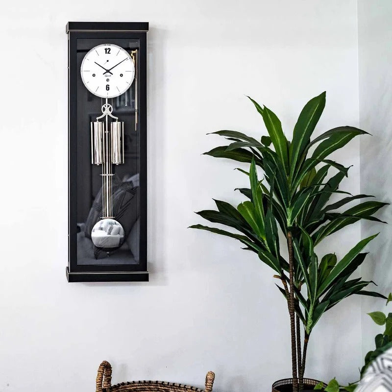 Hermle ABBOT 8-Day Cable Driven Regulator Wall Clock, Westminster Chimes, Black Finish, 70993740351