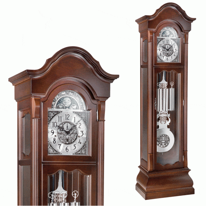 Kieninger 0141-22-01 Gothica Grandfather Clock, Triple Chimes, Walnut & Chrome