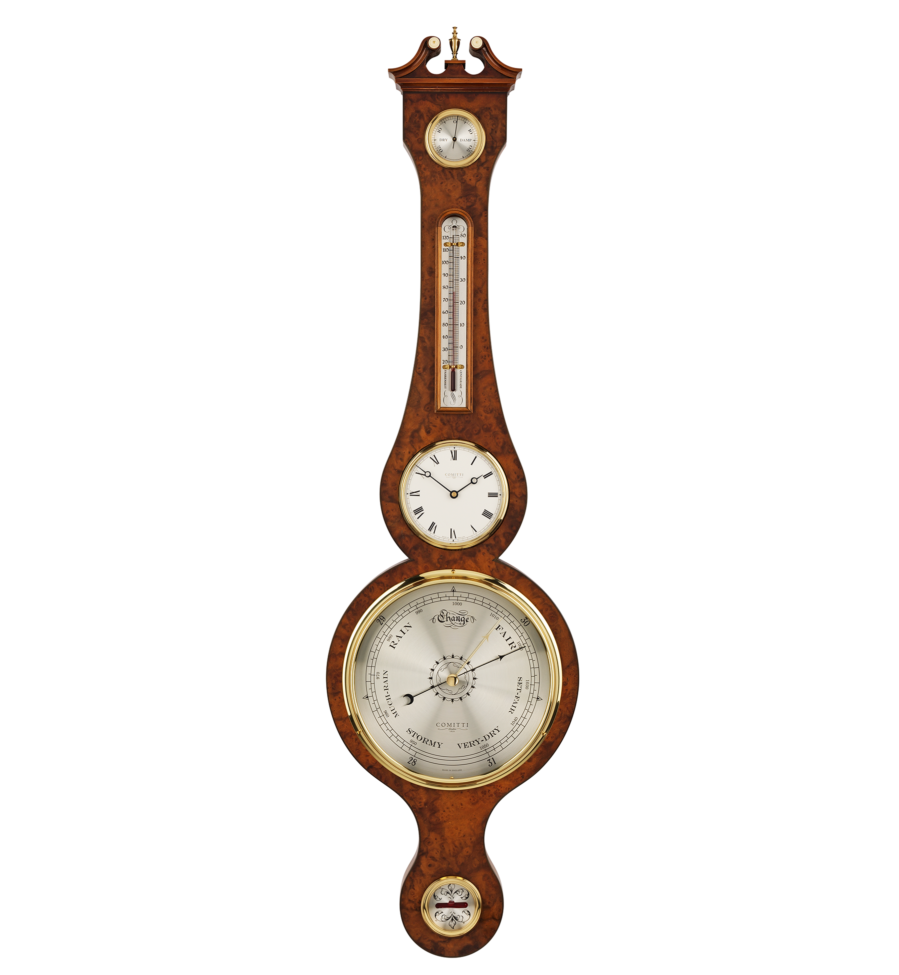 Comitti of London, The Regency Banjo Barometer With Clock, BC270.8