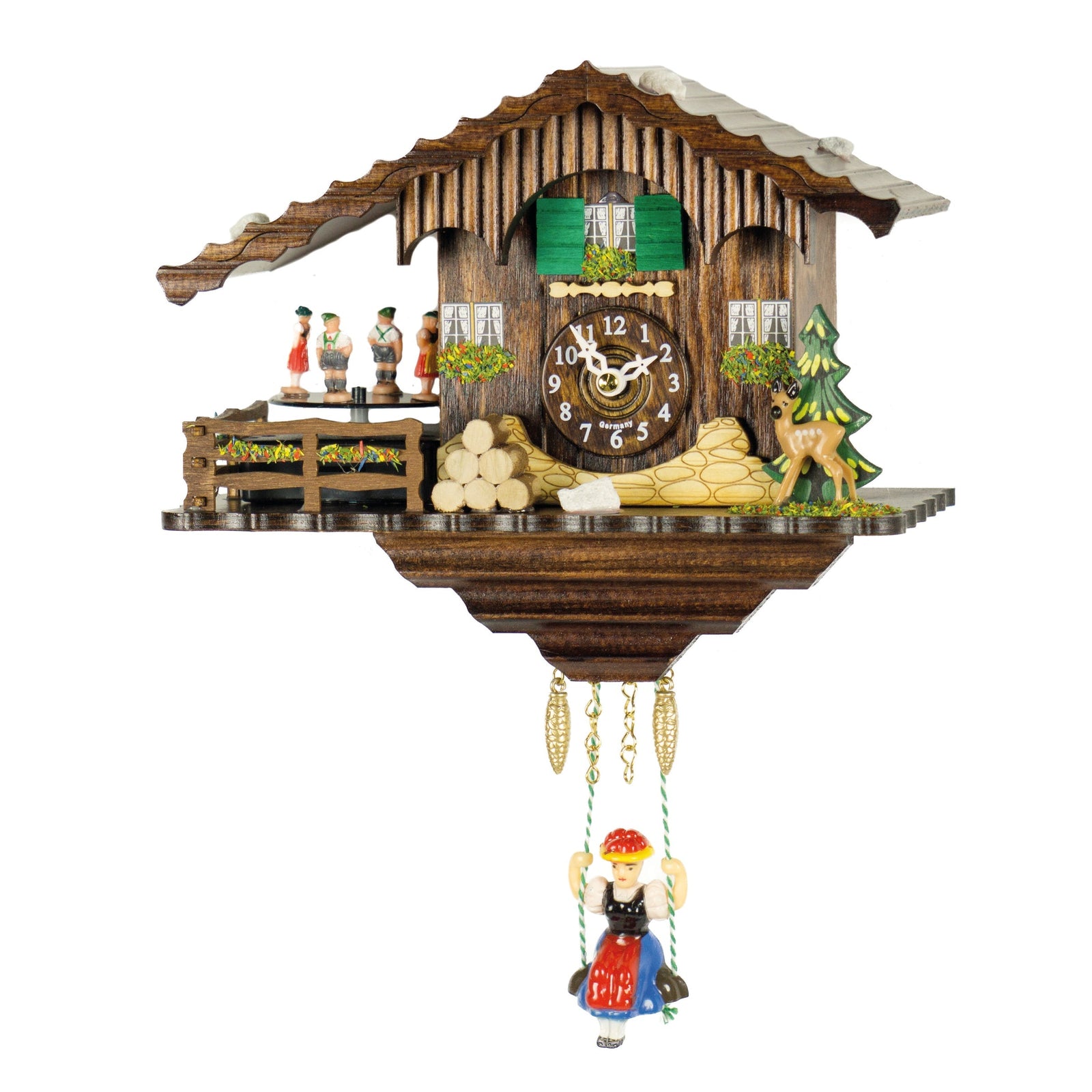 Hermle HILDEGARD Black Forest Swinging Girl Clock Model 5600