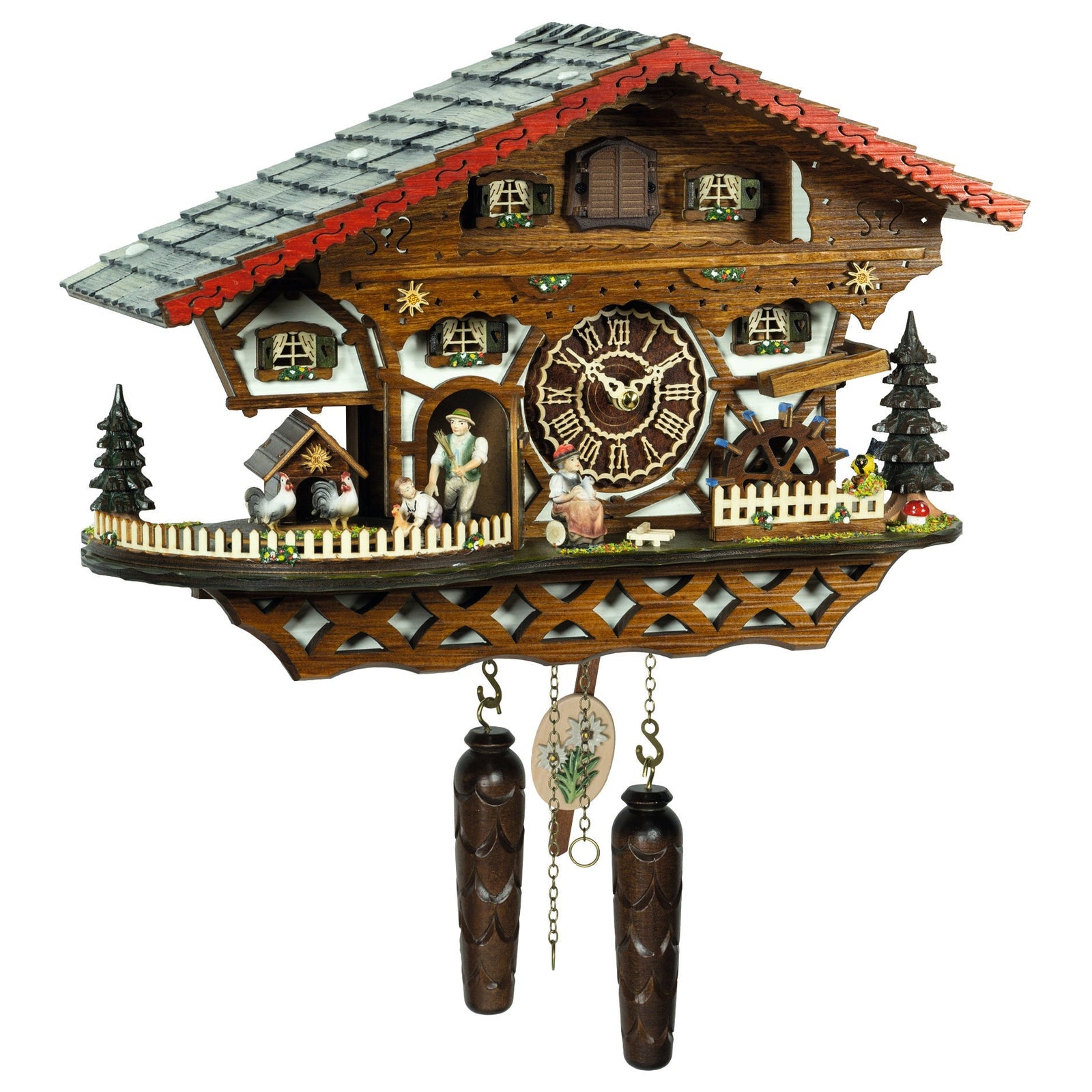 Hermle KLAUS Black Forest Carved Cuckoo Clock, Chalet Style Model 91000