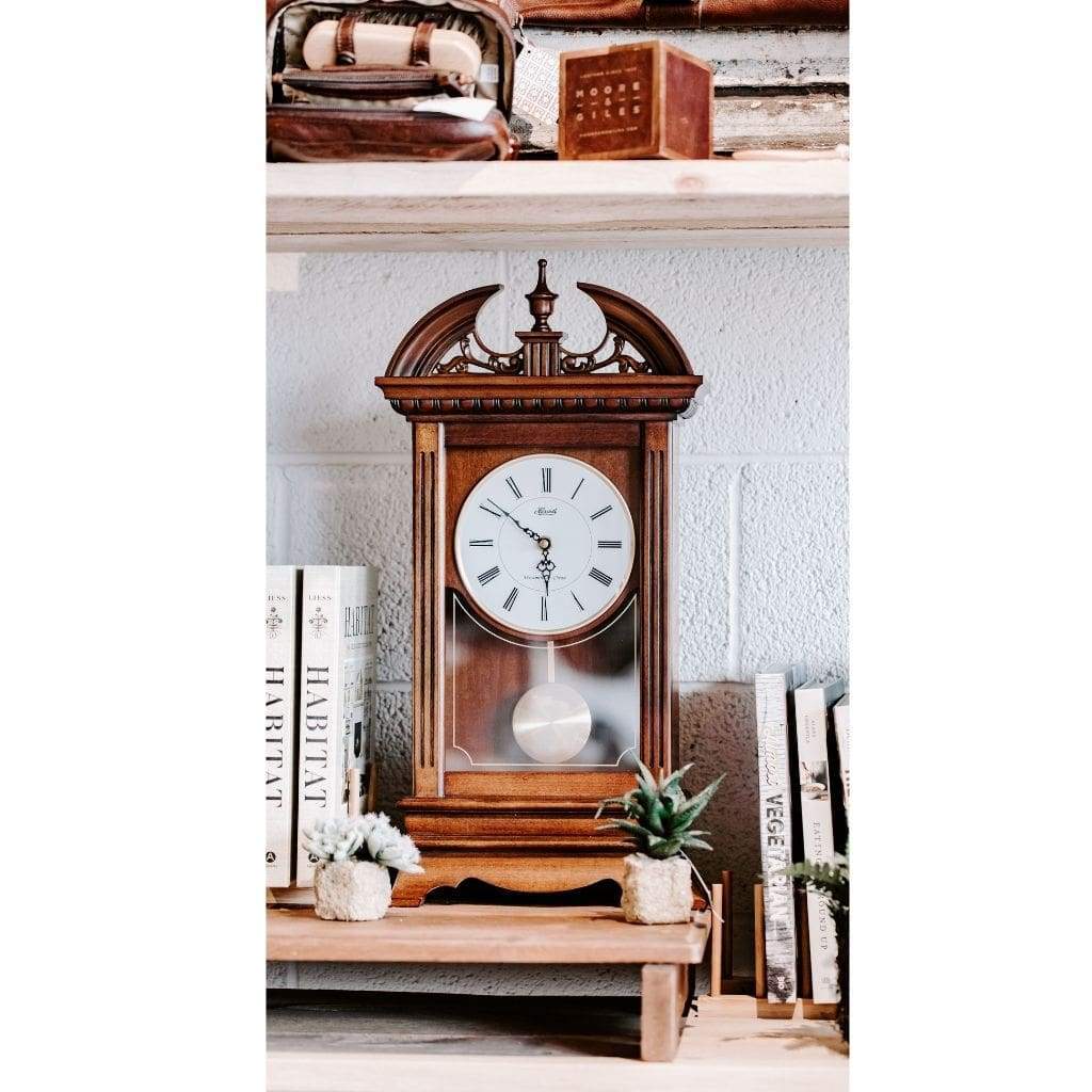 Classic Mantel Clocks - Hermle HAMILTON Quartz Mantel Clock #42010, Walnut