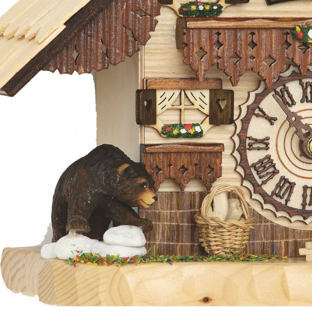 Cuckoo Clock - Hermle BENDORF Tabletop Quartz Cuckoo Clock With Two Carved Bears #66000 By Trenkle Uhren