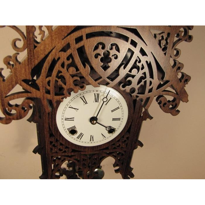 Romba BAMBERG Black Forest Clock, 8-Day, Half and Full Hour Strike in Dark Linden Wood, #7401