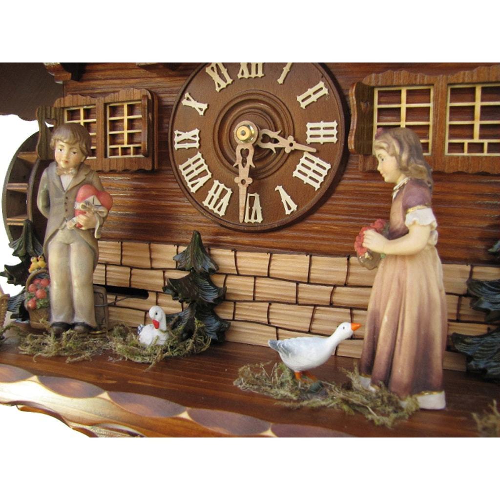 Cuckoo Clock - Romba LOVERS Model 8383, 8-Day Chalet Black Forest Cuckoo Clock, Animated Figures