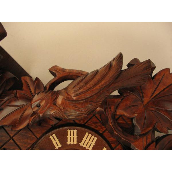 Rombach & Haas (Romba) BIRD AND LEAVES Model 8240 8-Day Black Forest Cuckoo Clock, Beautifully Carved