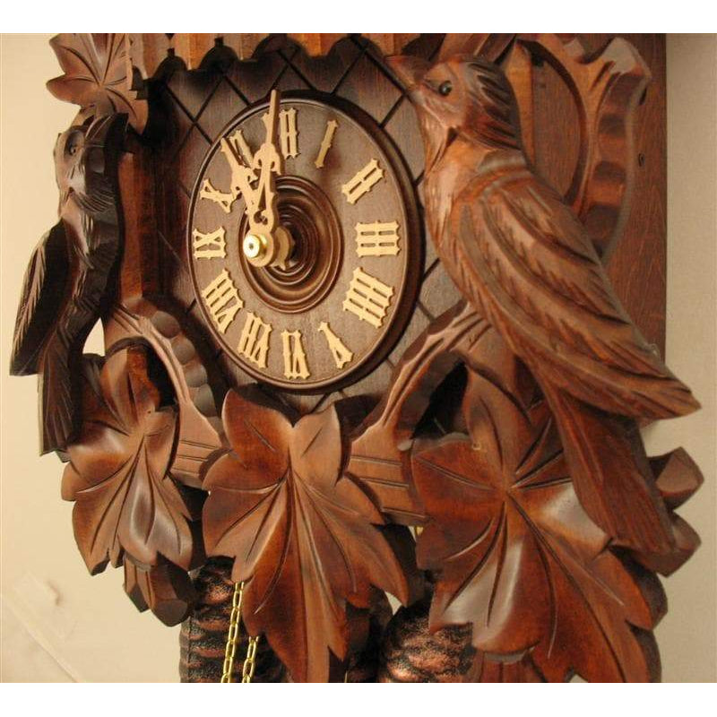 Rombach & Haas (Romba) BIRD AND LEAVES Model 8343 8-Day Black Forest Cuckoo Clock with Animated Dancers and Music Box