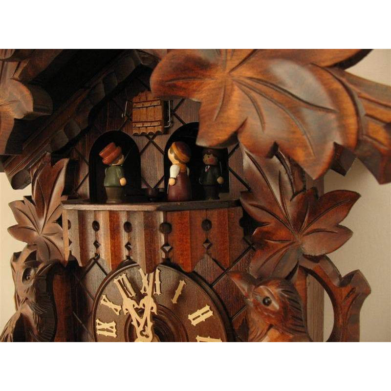 Rombach & Haas (Romba) BIRD AND LEAVES Model 8343 8-Day Black Forest Cuckoo Clock with Animated Dancers and Music Box