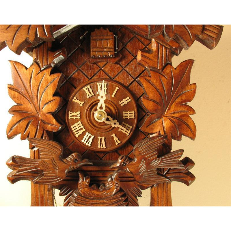 Rombach & Haas (Romba) FEEDING BIRDS Model 1205 1-Day Black Forest Cuckoo Clock with Half and Full Hour Call, Linden Wood