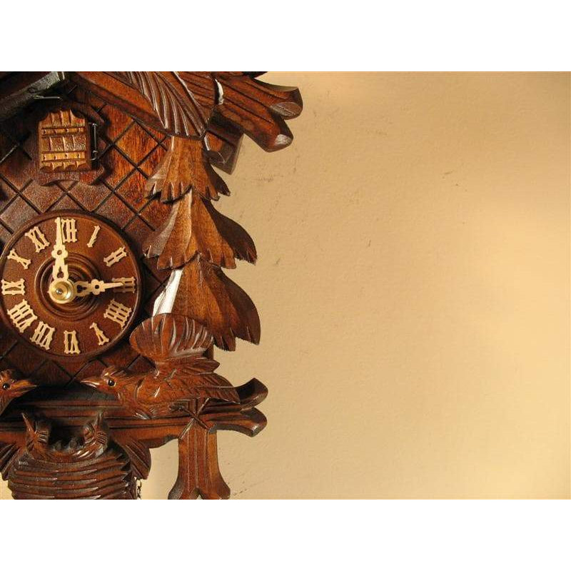 Rombach & Haas (Romba) FEEDING BIRDS Model 1207 1-Day Black Forest Cuckoo Clock with Half and Full Hour Call, Linden Wood