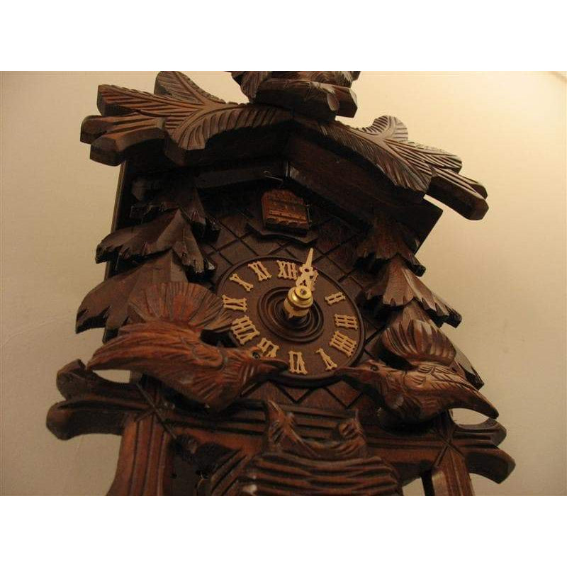 Rombach & Haas (Romba) FEEDING BIRDS Model 1207 1-Day Black Forest Cuckoo Clock with Half and Full Hour Call, Linden Wood