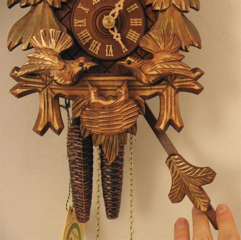 Cuckoo Clock - Rombach & Haas (Romba) FEEDING BIRDS Model 1208 1-Day Black Forest Cuckoo Clock