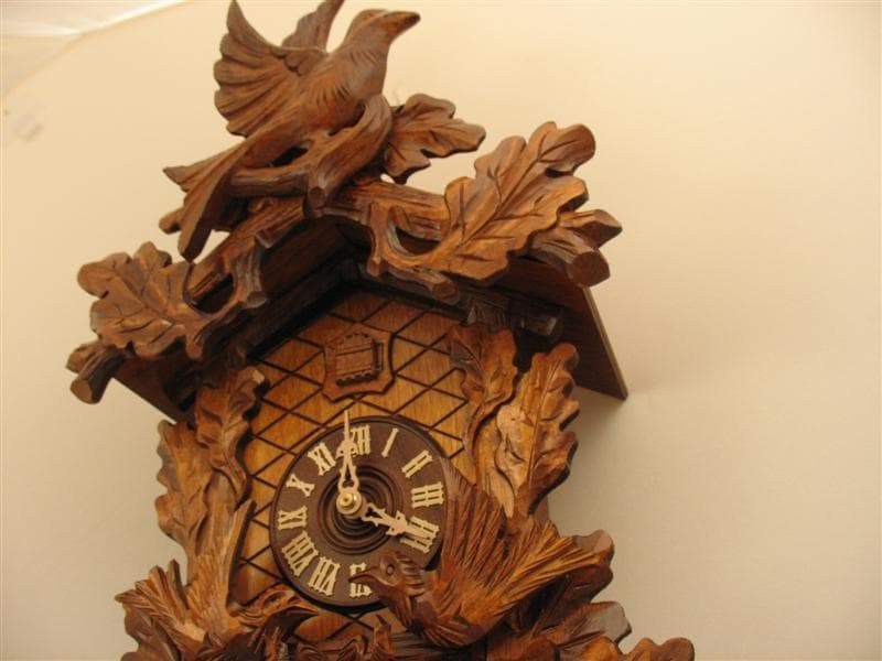 Cuckoo Clock - Rombach & Haas (Romba) FEEDING BIRDS Model 8244 8-Day Black Forest Cuckoo Clock With Music Box And Half And Full Hour Call