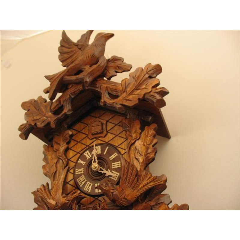 Rombach & Haas (Romba) FEEDING BIRDS Model 8244 8-Day Black Forest Cuckoo Clock with Music Box and Half and Full Hour Call