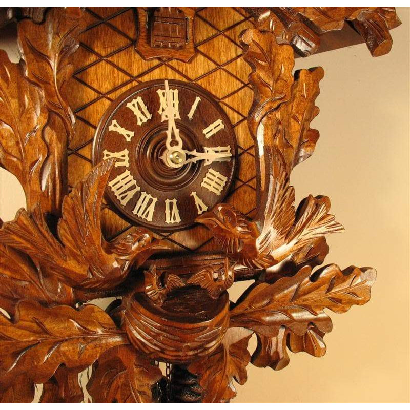 Rombach & Haas (Romba) FEEDING BIRDS Model 8244 8-Day Black Forest Cuckoo Clock with Music Box and Half and Full Hour Call