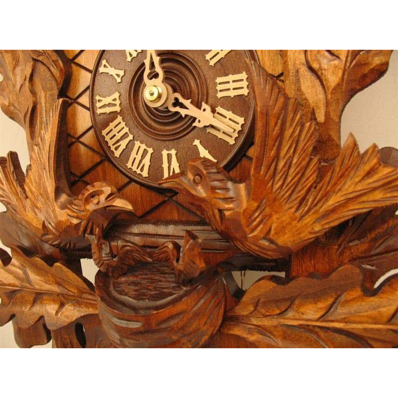 Rombach & Haas (Romba) FEEDING BIRDS Model 8244 8-Day Black Forest Cuckoo Clock with Music Box and Half and Full Hour Call