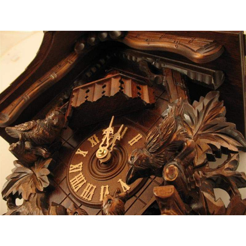 Rombach & Haas (Romba) FEEDING BIRDS Model 8307 8-Day Black Forest Cuckoo Clock with Music Box and Half and Full Hour Call