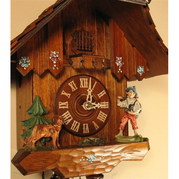 Rombach & Haas (Romba) HAPPY WANDERER Model 8205 8-Day Black Forest Cuckoo Clock, Beautifully Carved and Painted, Chalet Style