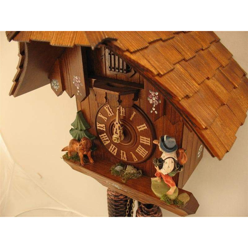 Rombach & Haas (Romba) HAPPY WANDERER Model 8205 8-Day Black Forest Cuckoo Clock, Beautifully Carved and Painted, Chalet Style