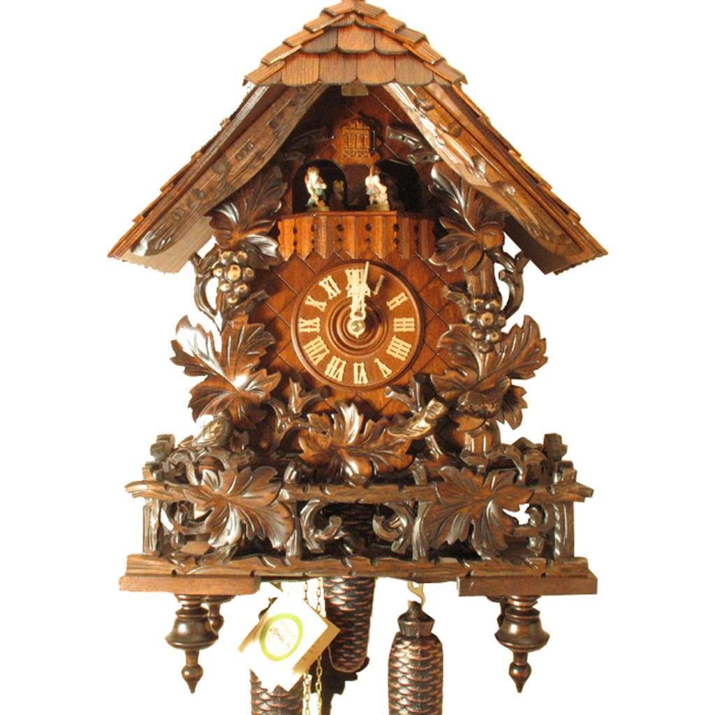Cuckoo Clock - Rombach & Haas (Romba) LEAVES AND VINES Model 8347 8-Day Black Forest Cuckoo Clock, Chalet Style