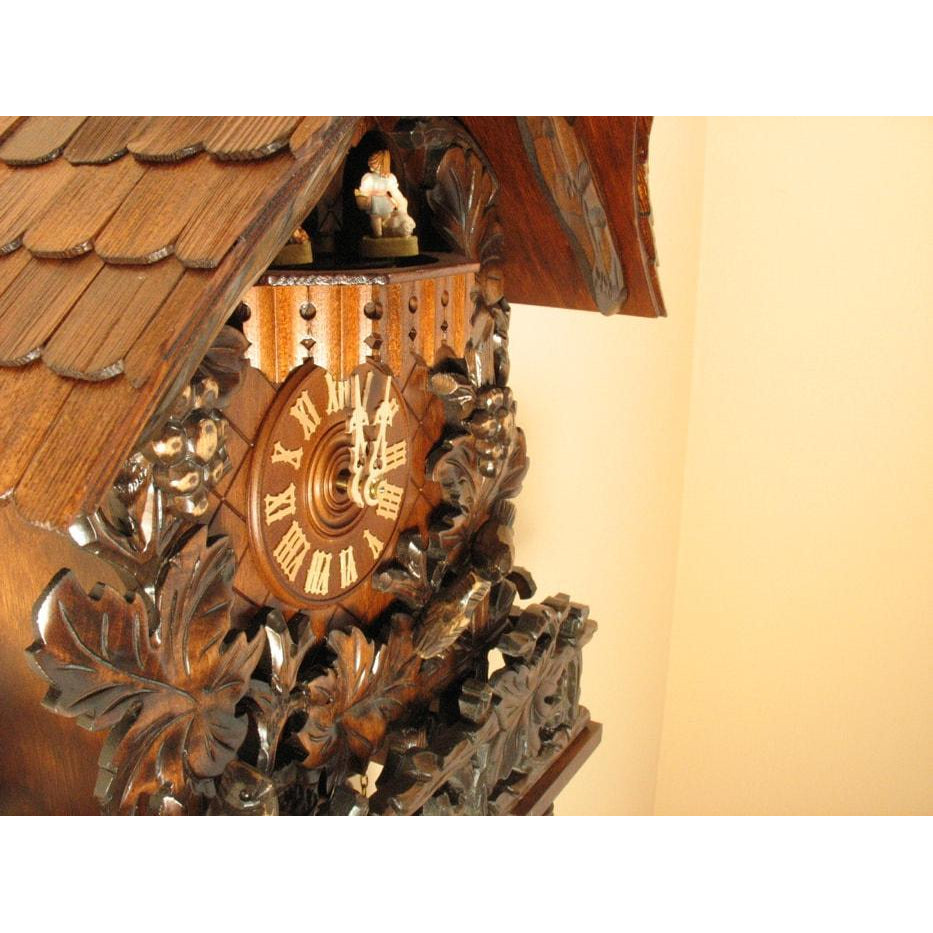 Rombach & Haas (Romba) LEAVES AND VINES Model 8347 8-Day Black Forest Cuckoo Clock, Chalet Style