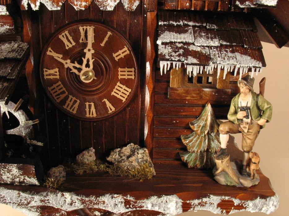 Cuckoo Clock - Rombach & Haas (Romba) WINTER Model 8318W, 8-Day Black Forest Cuckoo Clock, Snow Covered Chalet