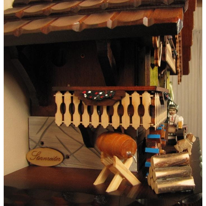 Sternreiter Beer Drinker Black Forest Mechanical Cuckoo Clock #1319 with Animated Waterwheel and Animated Beer Drinker